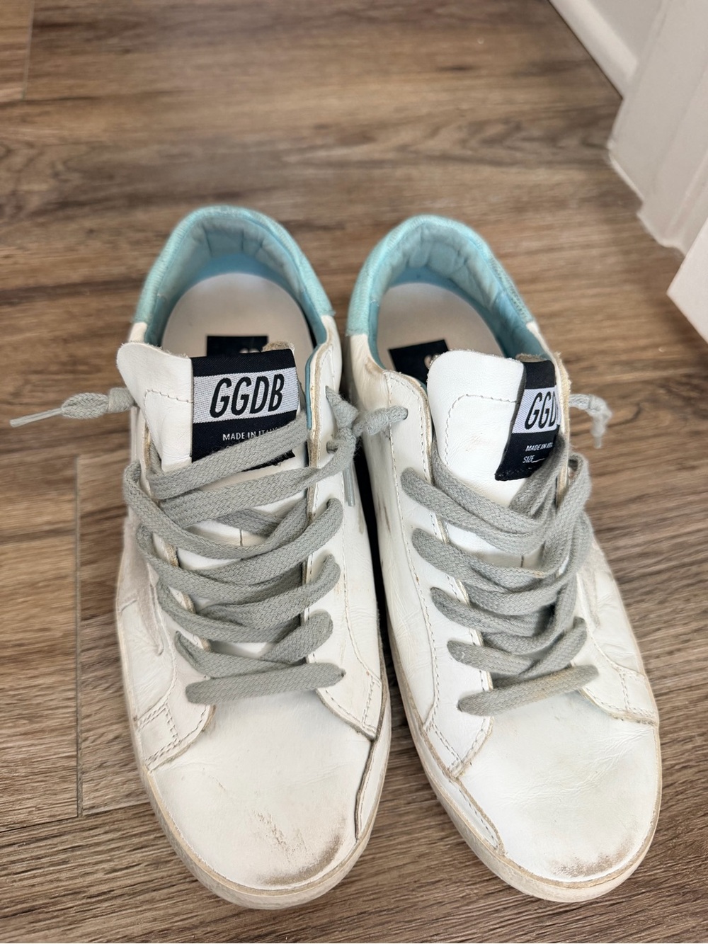 Golden Goose White Sneakers with Light Blue Lining EU 37